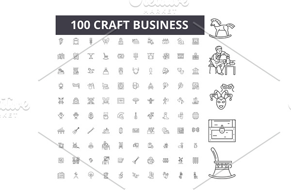 Craft business line icons, signs