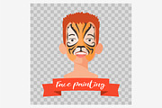 Kid with tiger face painting vector