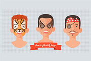 Children face painting set of vector