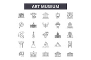 Art museum line icons, signs set