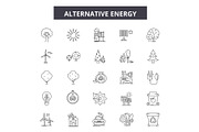 Alternative energy line icons, signs
