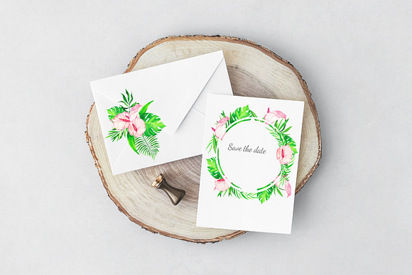 Tropic watercolor flower set in Illustrations - product preview 6