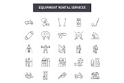 Equipment rental services line icons