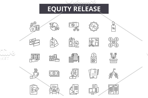 Eququity release line icons, signs
