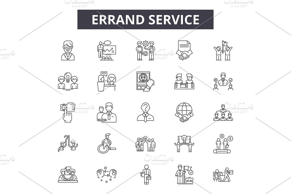Errand service line icons, signs set in Illustrations - product preview 8