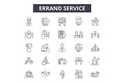 Errand service line icons, signs set