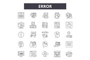 Error line icons, signs set, vector