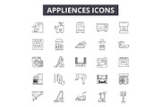 Appliances line icons, signs set