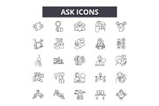 Ask line icons, signs set, vector