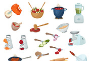 Cooking process icons set