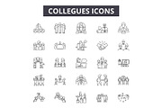 Collegues line icons, signs set
