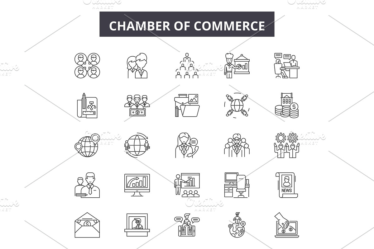 Chambers of commerce line icons in Illustrations - product preview 8