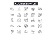 Courier services line icons, signs