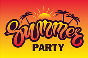 Summer party. Hand drawn lettering.