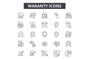 Waranty line icons, signs set