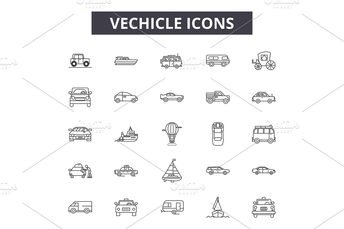 Vechicle line icons, signs set in Illustrations - product preview 8