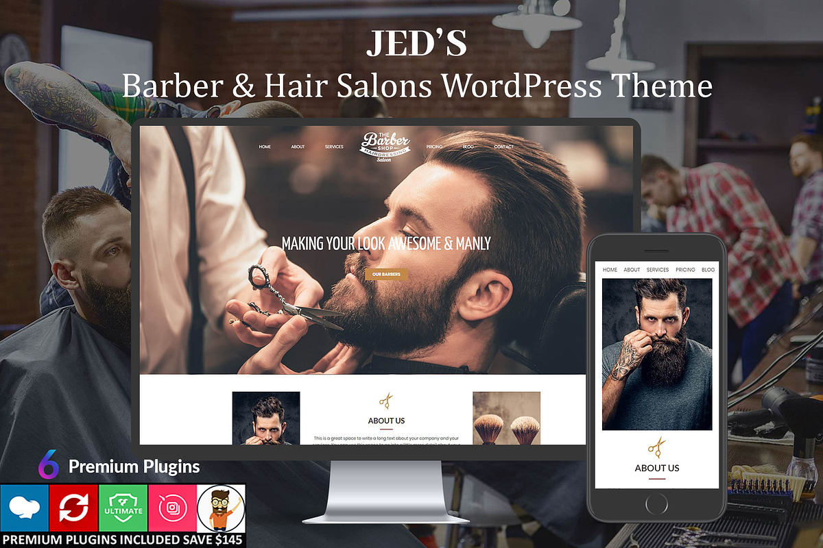 Jed’s – Barber & Hair Salon WordPres in WordPress Landing Page Themes - product preview 8