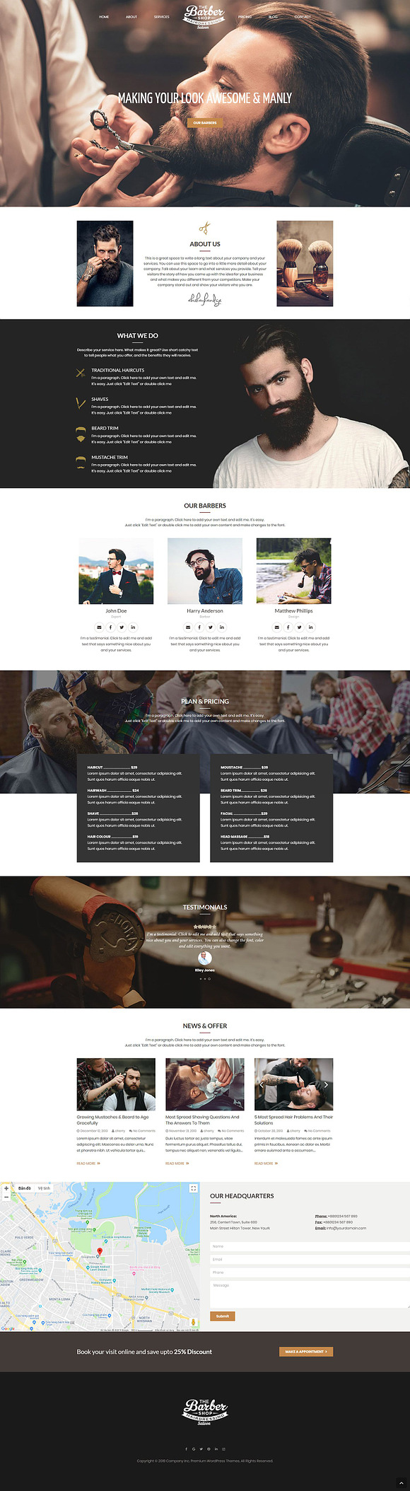 Jed’s – Barber & Hair Salon WordPres in WordPress Landing Page Themes - product preview 1
