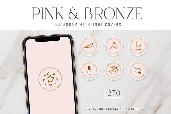 Pink & Bronze Instagram Story Covers