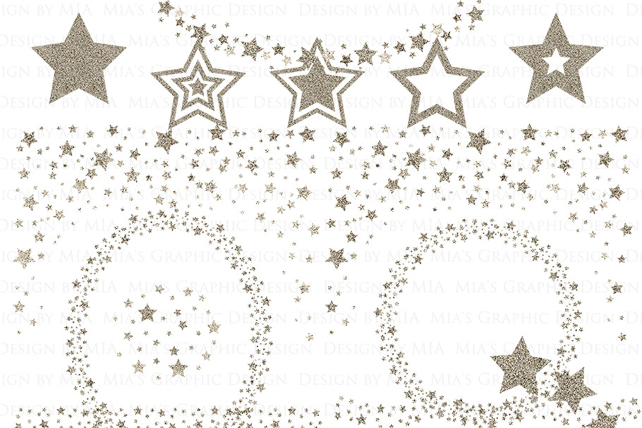 Silver Glitter Stars Clip Art in Illustrations - product preview 8