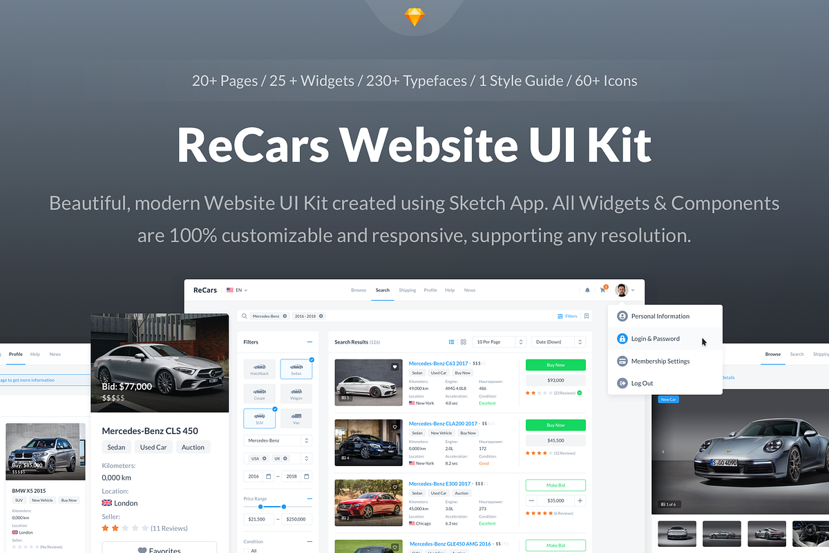 ReCars Website UI Kit in UI Kits and Libraries - product preview 8