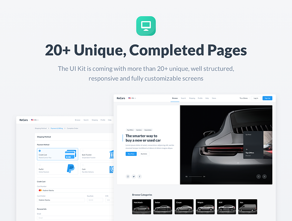 ReCars Website UI Kit in UI Kits and Libraries - product preview 1