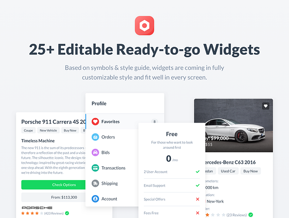 ReCars Website UI Kit in UI Kits and Libraries - product preview 3