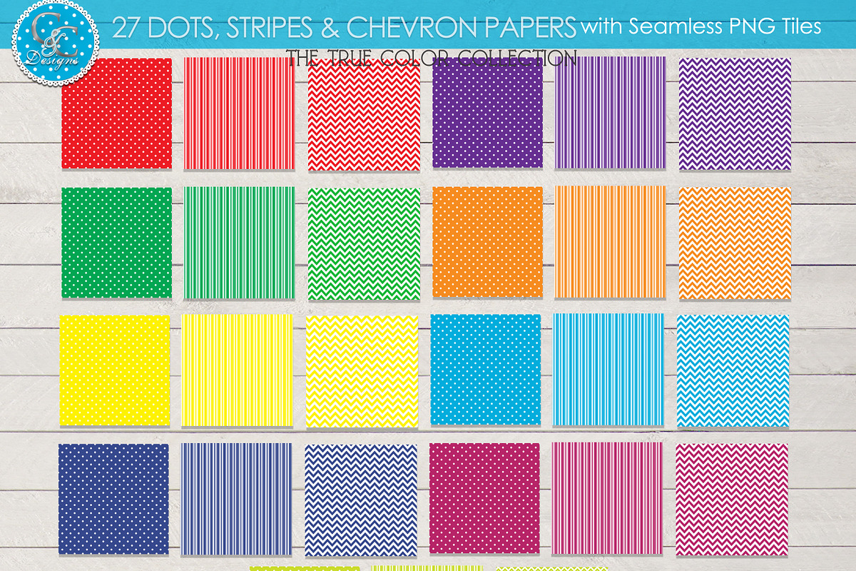 27 True Colors Dots Stripes Chevron in Objects - product preview 8