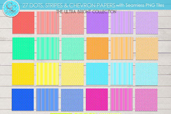 27 Ultra Bright Dots Stripes Chevron