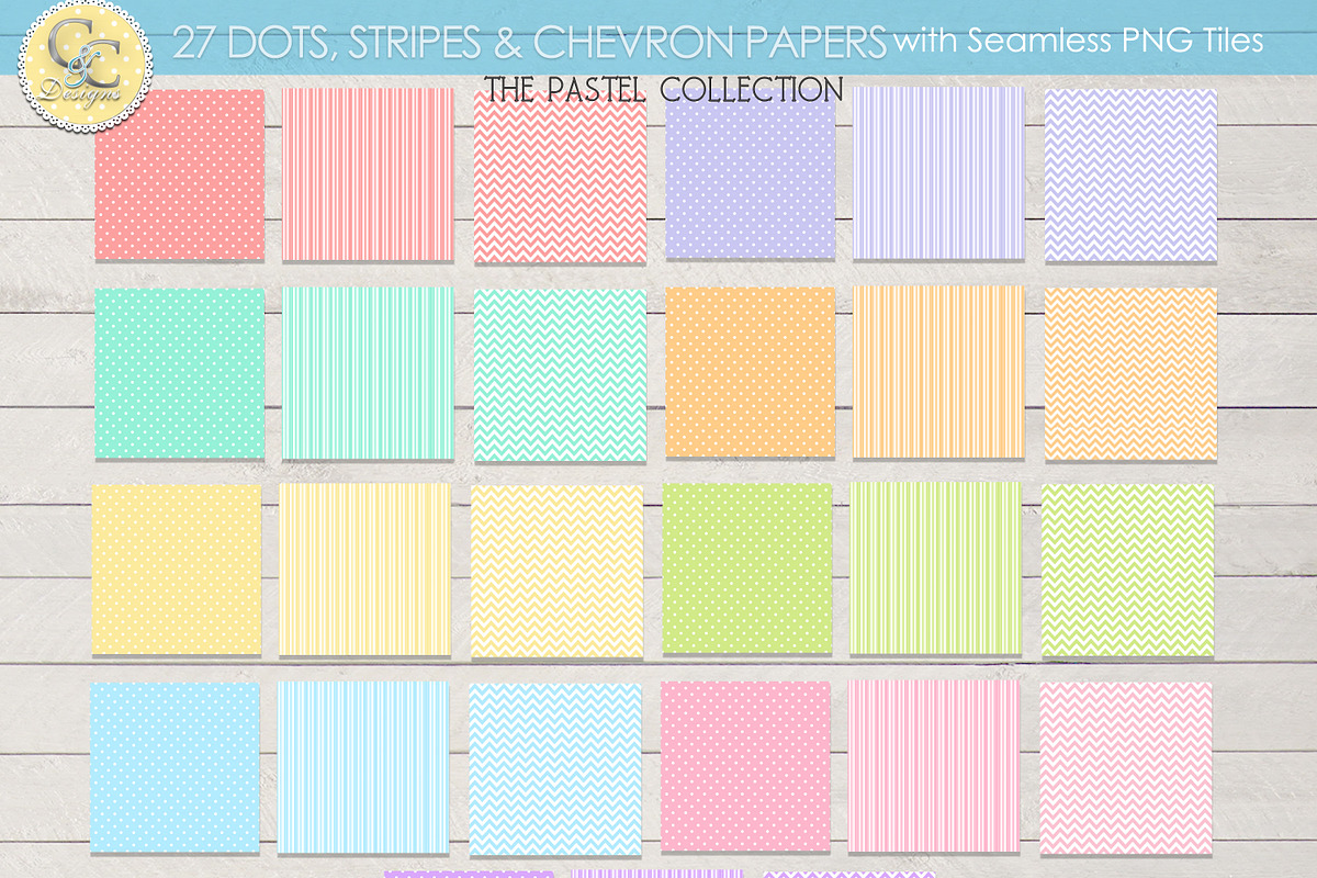 27 Pastel Paper Dots Stripes Chevron in Objects - product preview 8