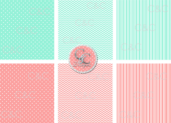 27 Pastel Paper Dots Stripes Chevron in Objects - product preview 3