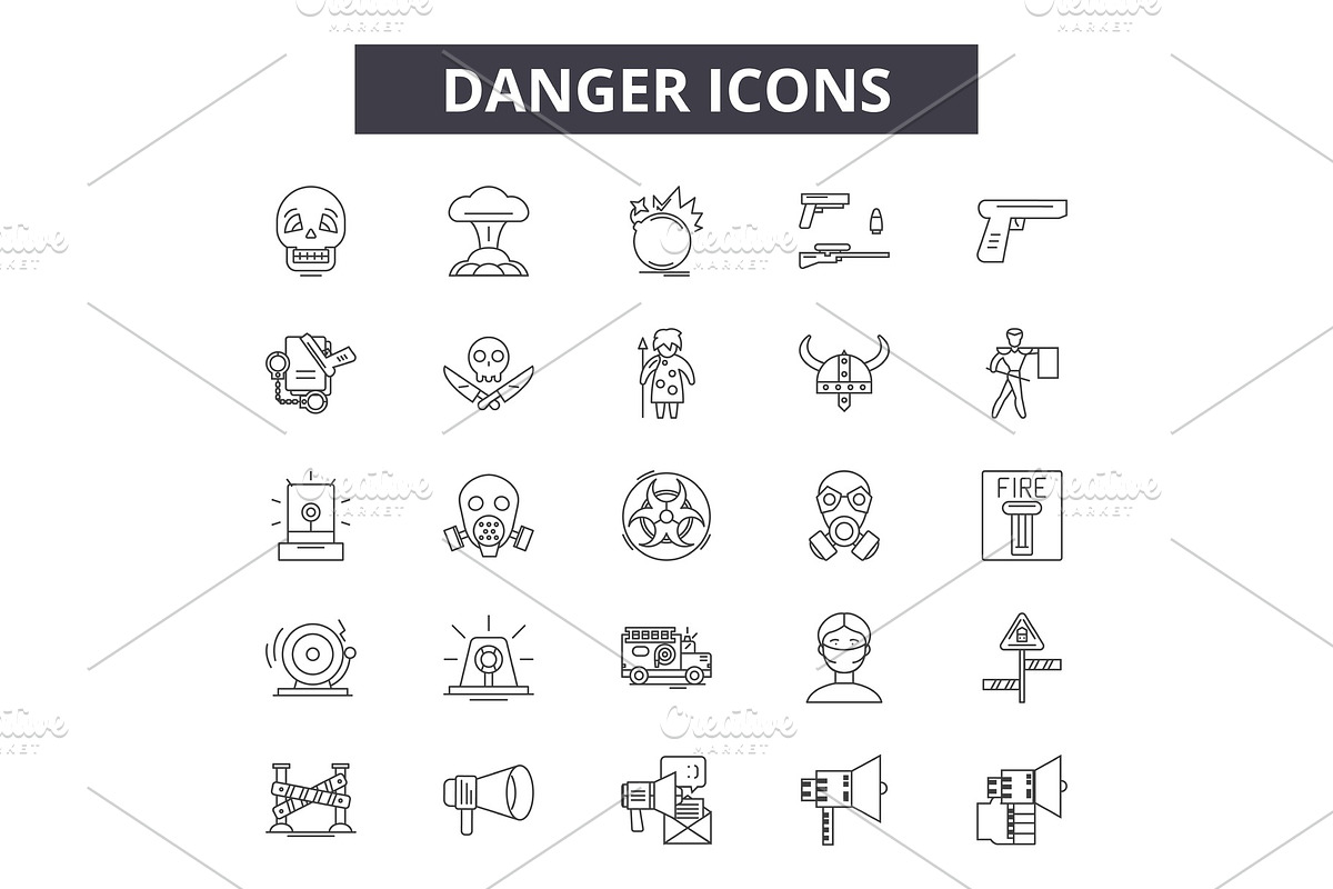 Danger line icons, signs set, vector in Textures - product preview 8