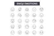 Emoji emotions line icons, signs set