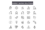 Energy saving solutions line icons