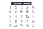 Engineers electrical line icons