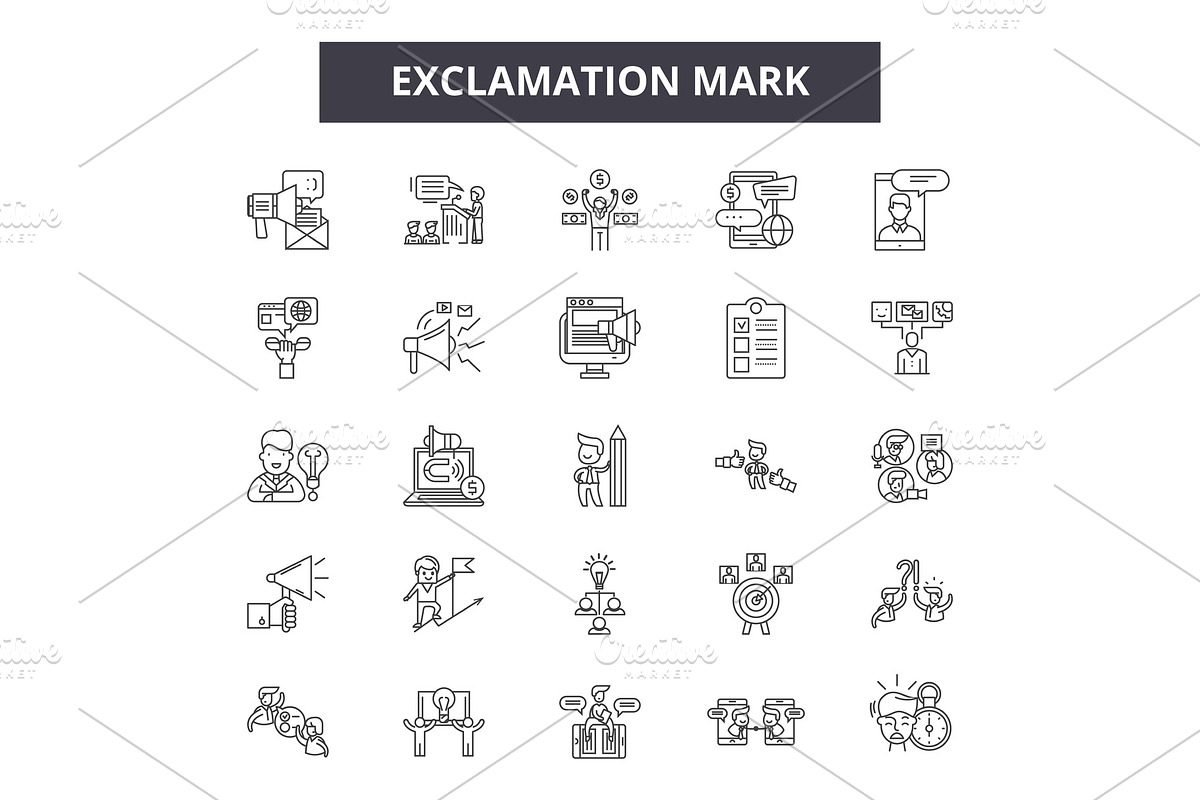 Exclamation mark line icons, signs in Textures - product preview 8