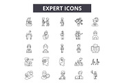 Expert line icons, signs set, vector