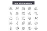 Export agents line icons, signs set