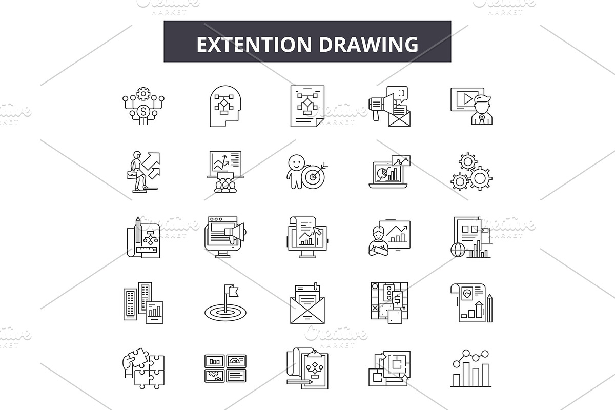 Extention drawing line icons, signs in Illustrations - product preview 8
