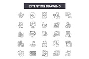 Extention drawing line icons, signs