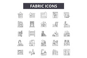 Fabric line icons, signs set, vector