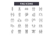 Fag line icons, signs set, vector