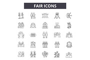 Fair line icons, signs set, vector