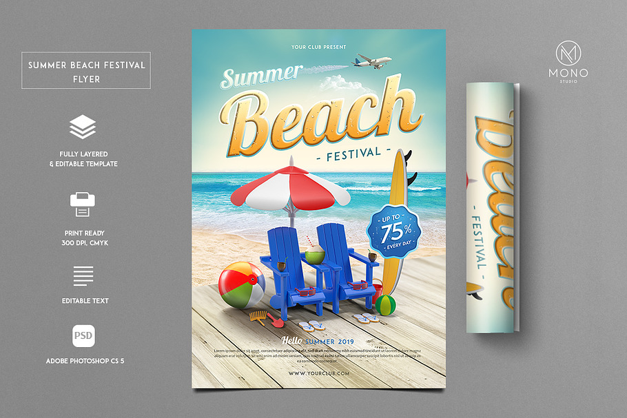 Summer Beach Festival Flyer in Flyer Templates - product preview 8
