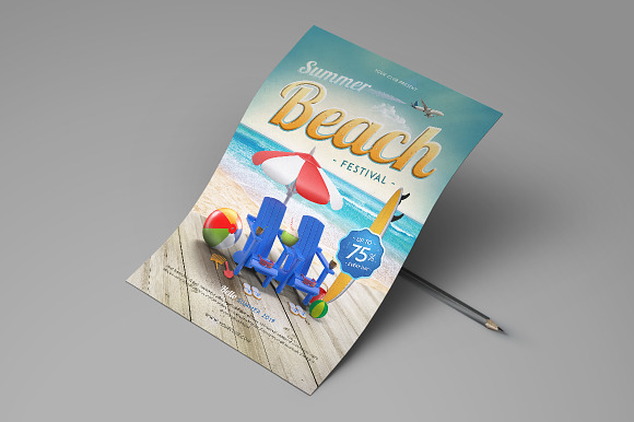 Summer Beach Festival Flyer in Flyer Templates - product preview 2