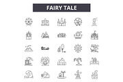 Fairy tale line icons, signs set