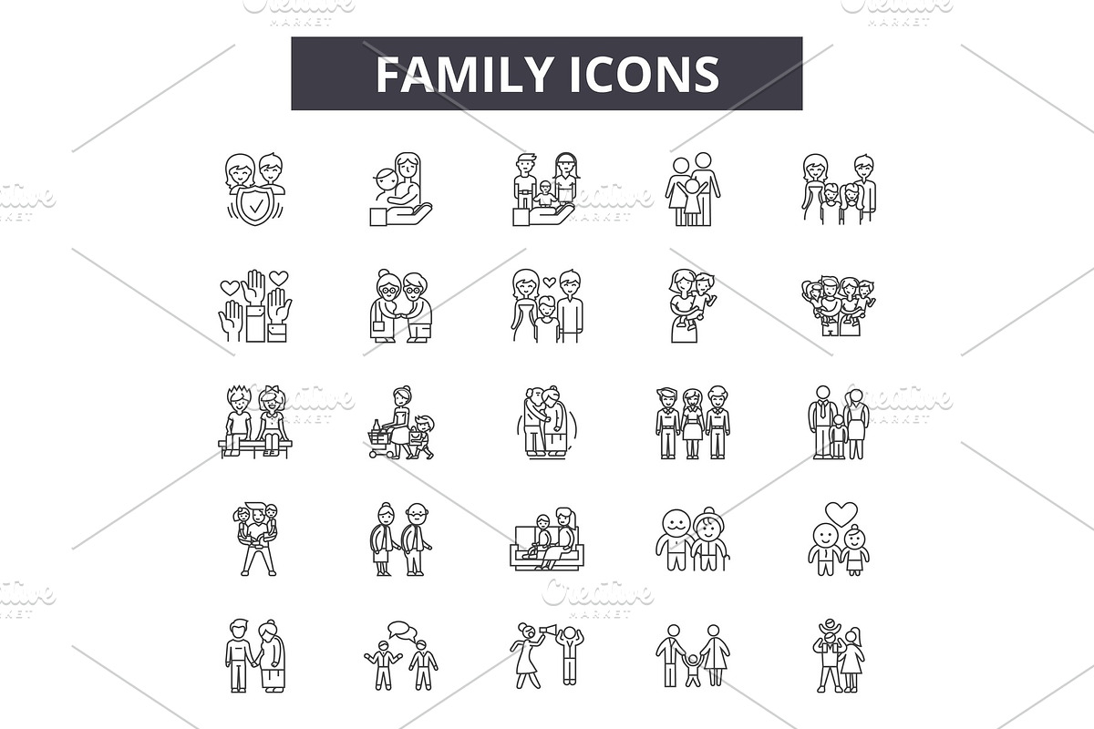 Family line icons, signs set, vector in Illustrations - product preview 8