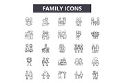 Family line icons, signs set, vector