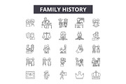 Family line icons, signs set, vector
