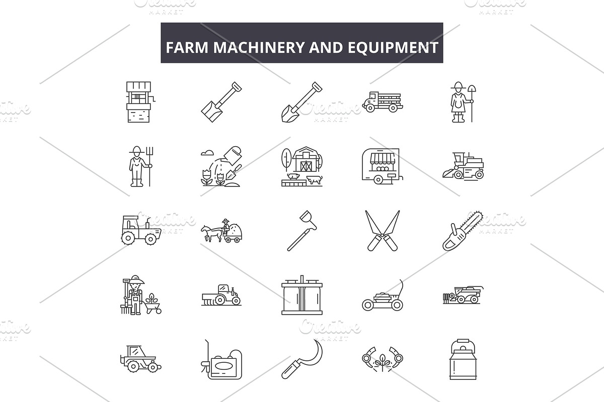Farm machinery and equiment line in Illustrations - product preview 8